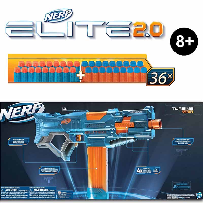 تفنگ بازی تیر فومی نرف موتوردار و خشاب دار Nerf Elite 2.0 Turbine CS-18 E9481